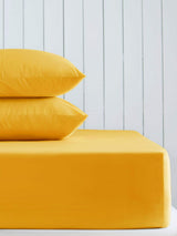 Bright Yellow Cotton Rich Deep Fitted Bed Sheet
