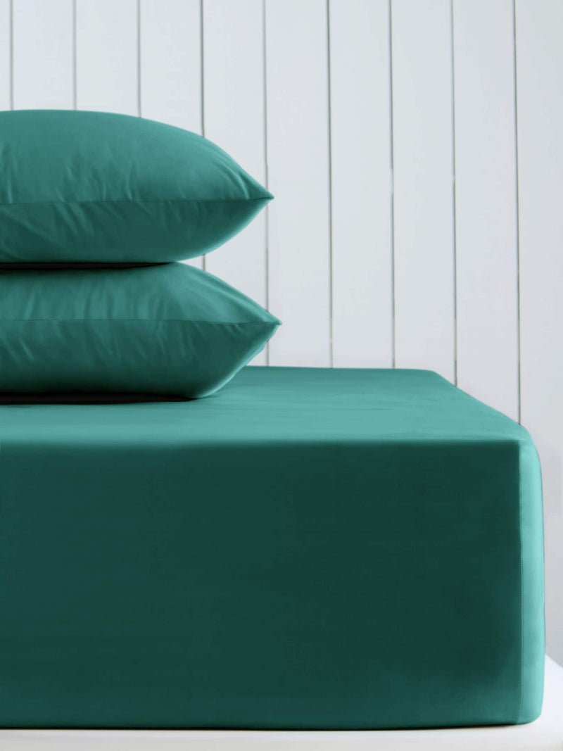 Teal blue cotton rich extra deep fitted bed sheet (British brand)