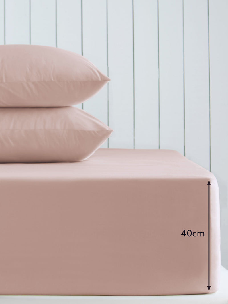 Blush pink cotton rich extra deep fitted bed sheet - British product