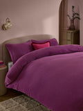 Dark pink teddy fleece duvet cover and pillowcase set - British product