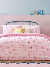 heya home Pink Gingham Bows Duvet Set