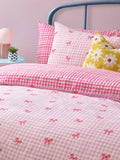 heya home pink gingham bows duvet set, UK version