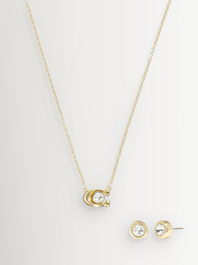 COACH gold tone signature necklace and earrings set - British product