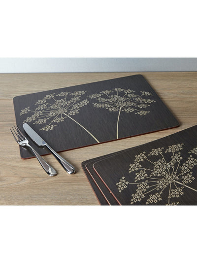 Creative Tops Set of 4 Black Large Cork Backed Placemats with Art Print
