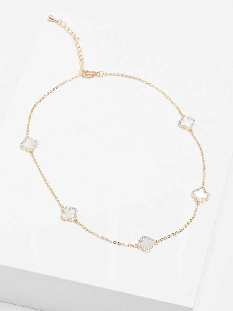 Jon Richard White Plated Mother of Pearl Clover Necklace imported from UK
