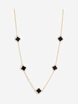 Jon Richard Black Plated Jet Station Clover Necklace with 17'' Chain and 3'' Extender