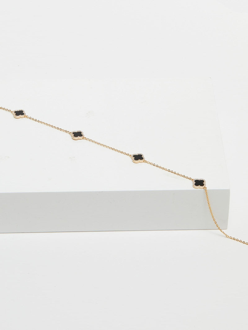 Jon Richard black plated clover necklace, UK version
