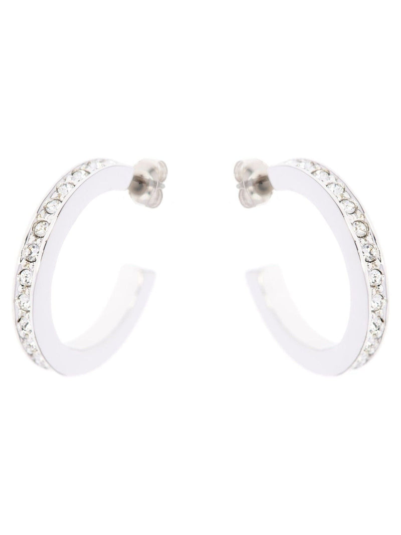 Karen Millen Silver Tone Small Crystal Hoop Earrings