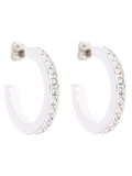 Karen Millen Silver Tone Small Crystal Hoop Earrings