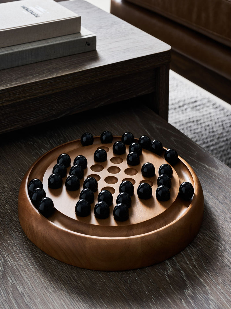 Brown Wooden Solitaire Set