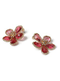 Aela pink resin flower stud earrings - British product