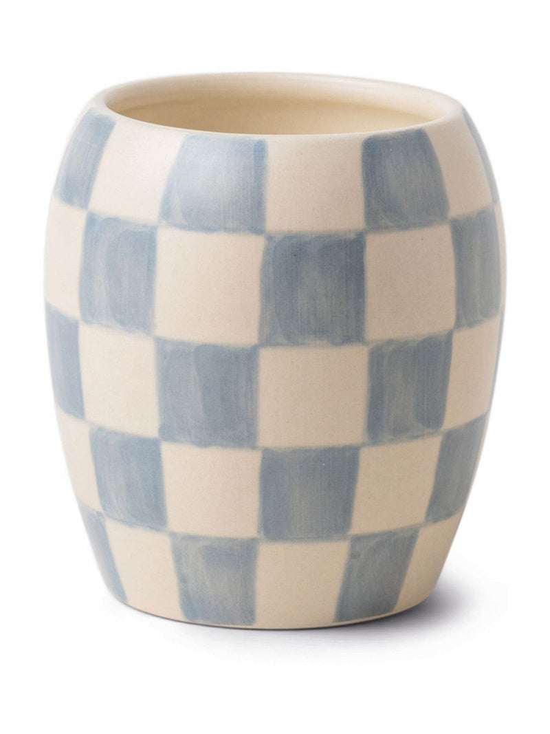 Paddywax Checkmate Cotton & Teak Checkered Porcelain Candle 311g