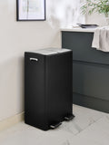 60L black 3 compartment recycling soft close pedal bin - British product