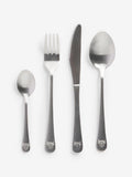 16-Piece Brushed Silver Cutlery Set Featuring Highland Cow Design, UK version