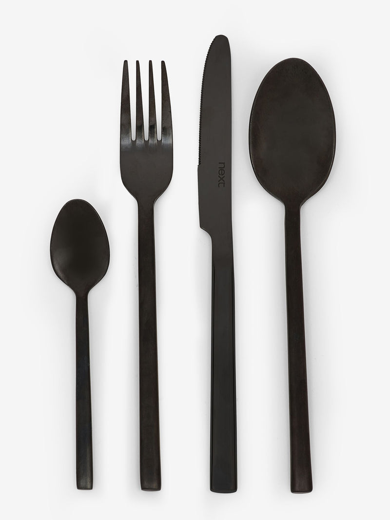 Black 24 Piece Kensington Stainless Steel Cutlery Set