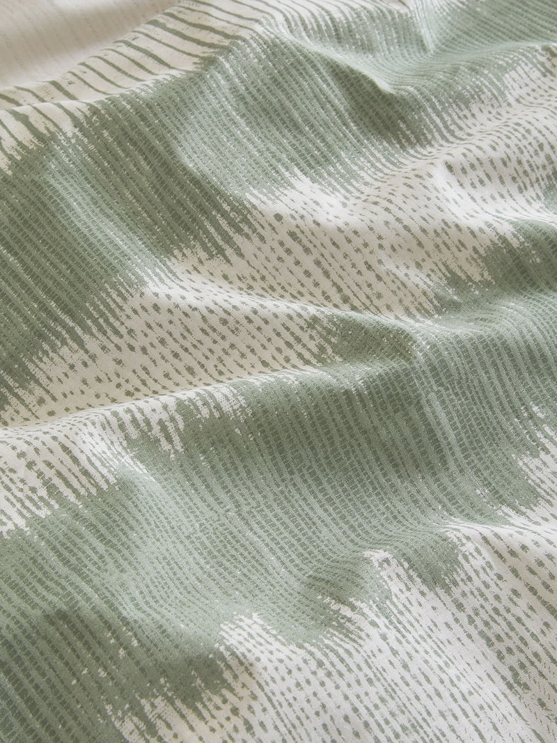 Green Ikat Geo duvet cover and pillowcase set, UK version