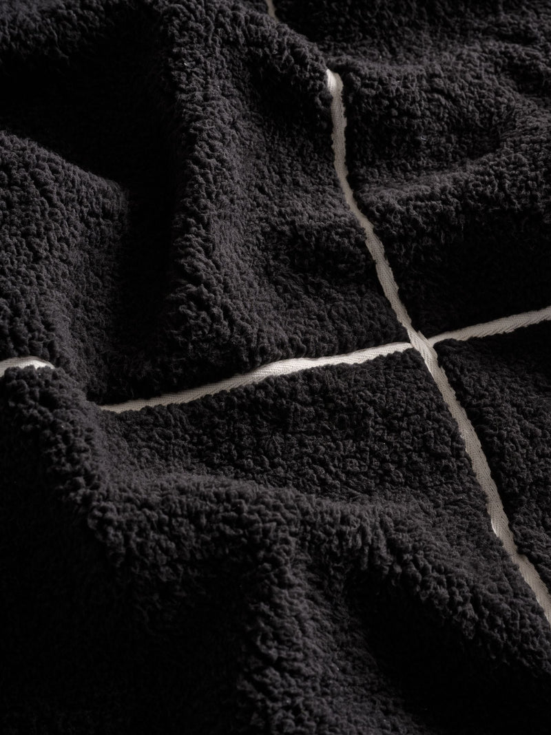 Black Fleece Trim Duvet Cover and Pillowcase Set