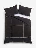 Black Fleece Trim Duvet Cover and Pillowcase Set