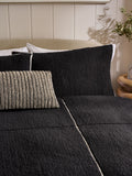 Black Fleece Trim Duvet Cover and Pillowcase Set