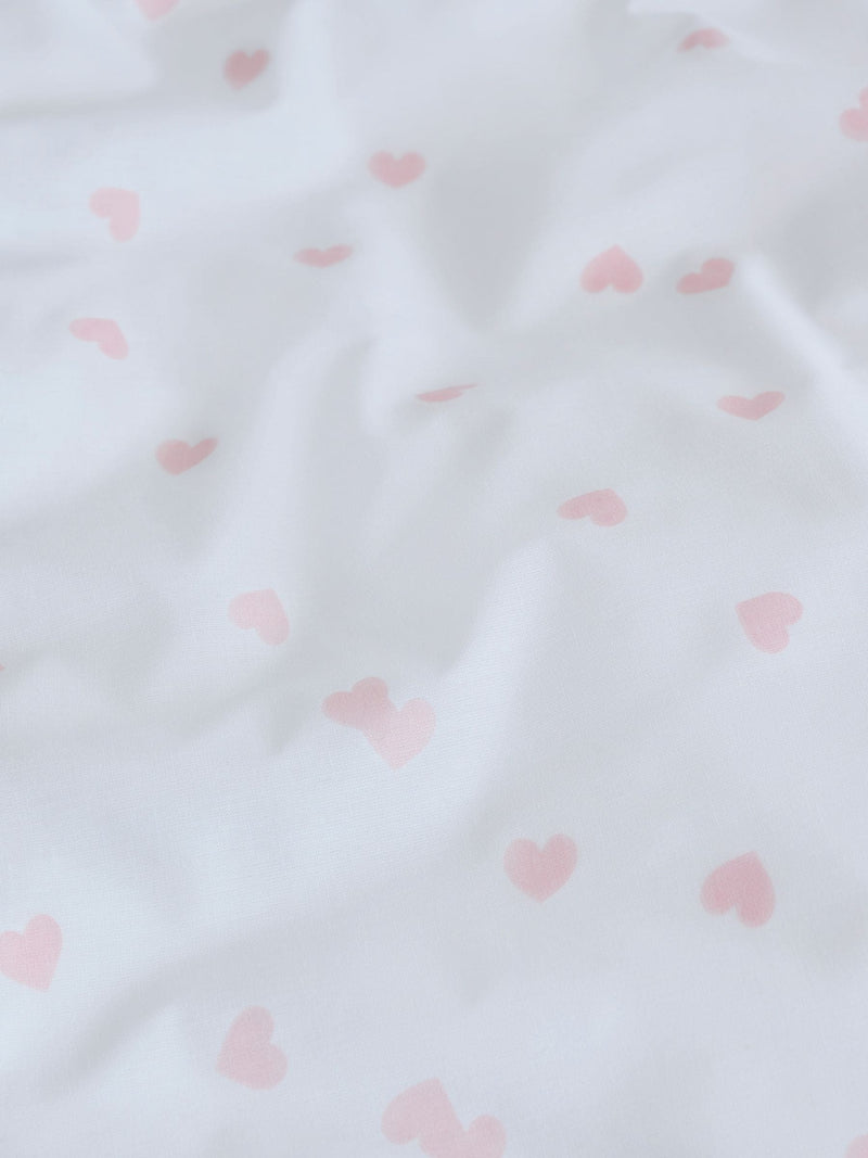 White/Pink Heart Reversible Duvet Cover and Pillowcase Set
