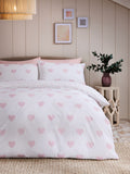 White/Pink Heart Reversible Duvet Cover and Pillowcase Set