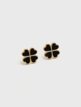 Jon Richard Gold Tone Jet Enamel Clover Stud Earrings Fashion Jewellery 10mm