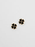 Jon Richard gold tone jet enamel clover stud earrings 10mm, UK version