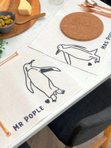Solesmith Personalised Linen Place Mats with Penguins in Love Design Set of 2