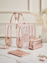 Rose Gold Clear Makeup Bags Set of 4