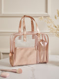 Set of 4 Rose Gold Clear Makeup Bags