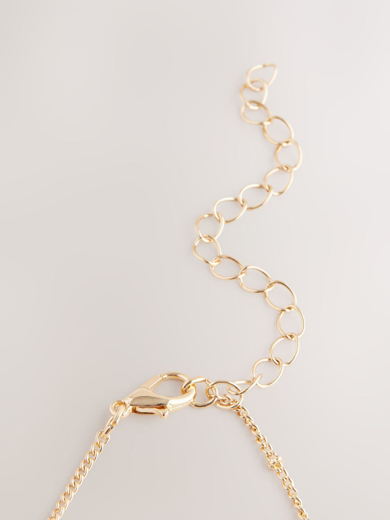 Gold Tone Flower Drop Necklace, UK version pendant accessory