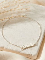 Posh Totty Designs Sterling Silver Petite Script Name Bracelet