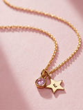 Posh Totty Designs birthstone and initial star charm necklace, imported from the UK