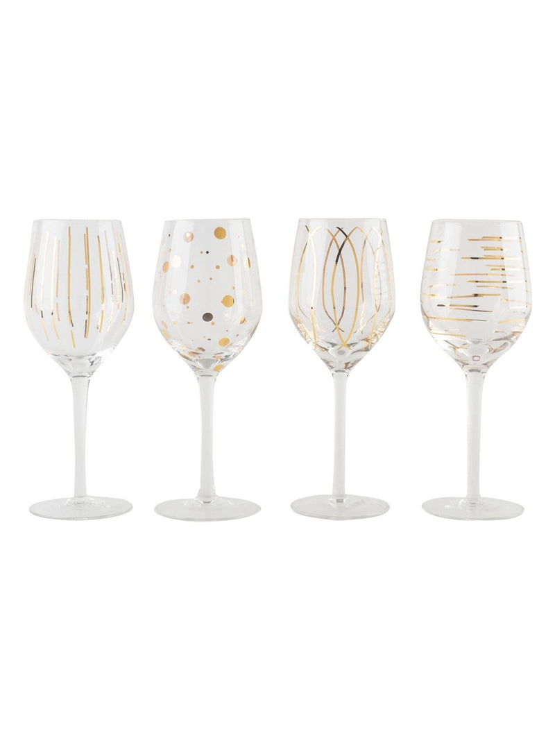 Mikasa clear etched gold crystal white wine glasses set of 4, imported from the UK