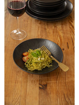 Mikasa Black Jardin Midnight Stoneware Pasta Bowls Set of 4
