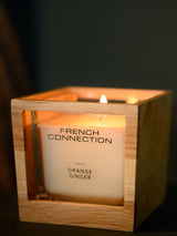 French Connection Natural Wooden Surround Orange Ginger Scented Candle 200g