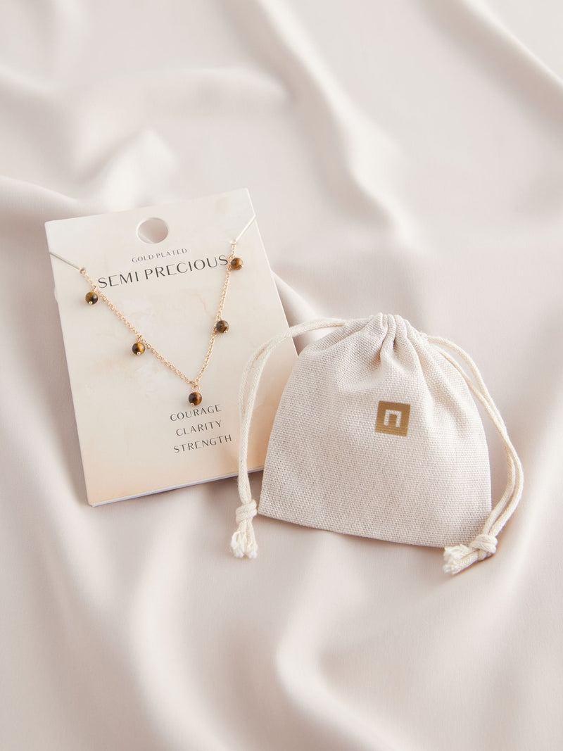 Gold/SilverTone Semi Precious Stone Necklace