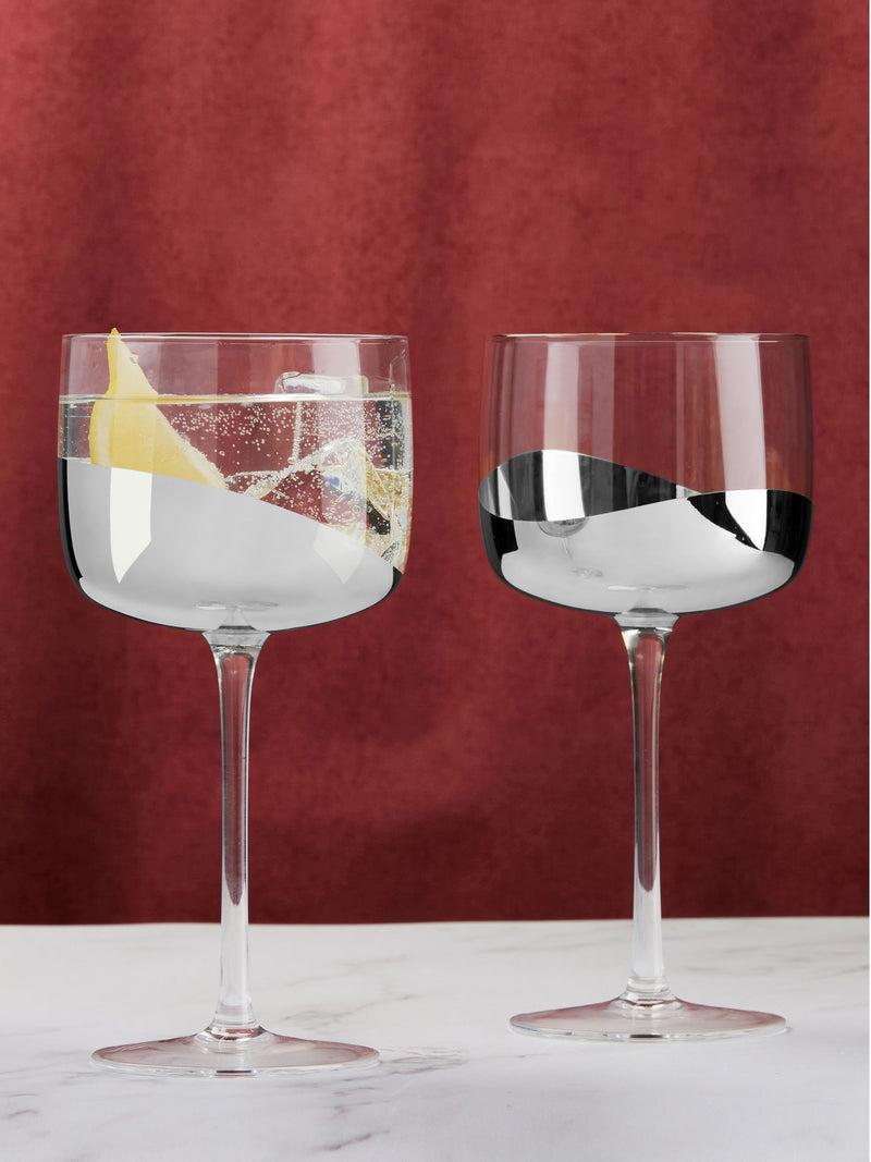 Anton Studio Designs Set of 2 Silver Wave Gin Glasses