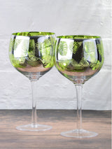 Artland Green Tropical Leaves Gin Glasses Set of 2 Height 11.5cm