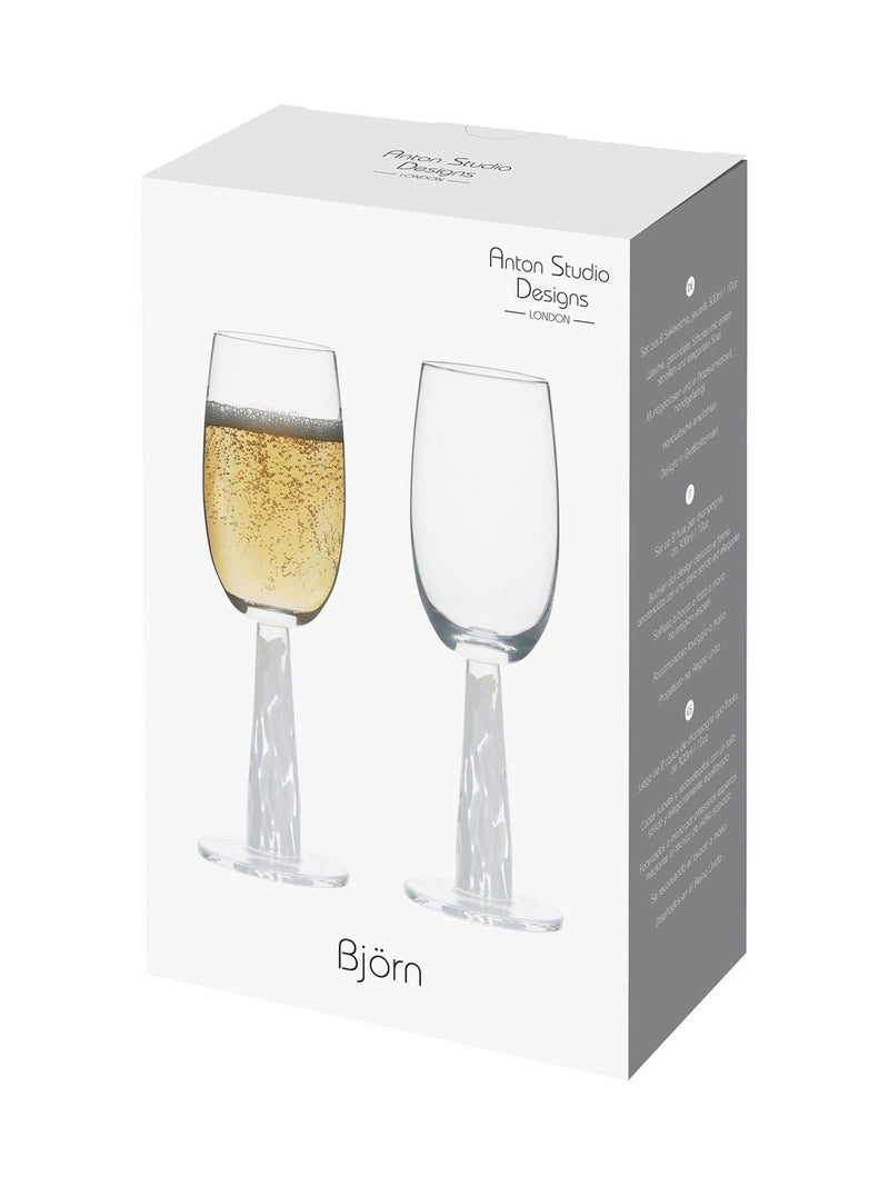 Anton Studio Designs White Björn champagne flutes set of 2 - British product
