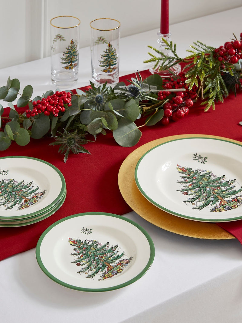 Green Christmas Tree 12-Piece Dinner Set with Plates and Bowls