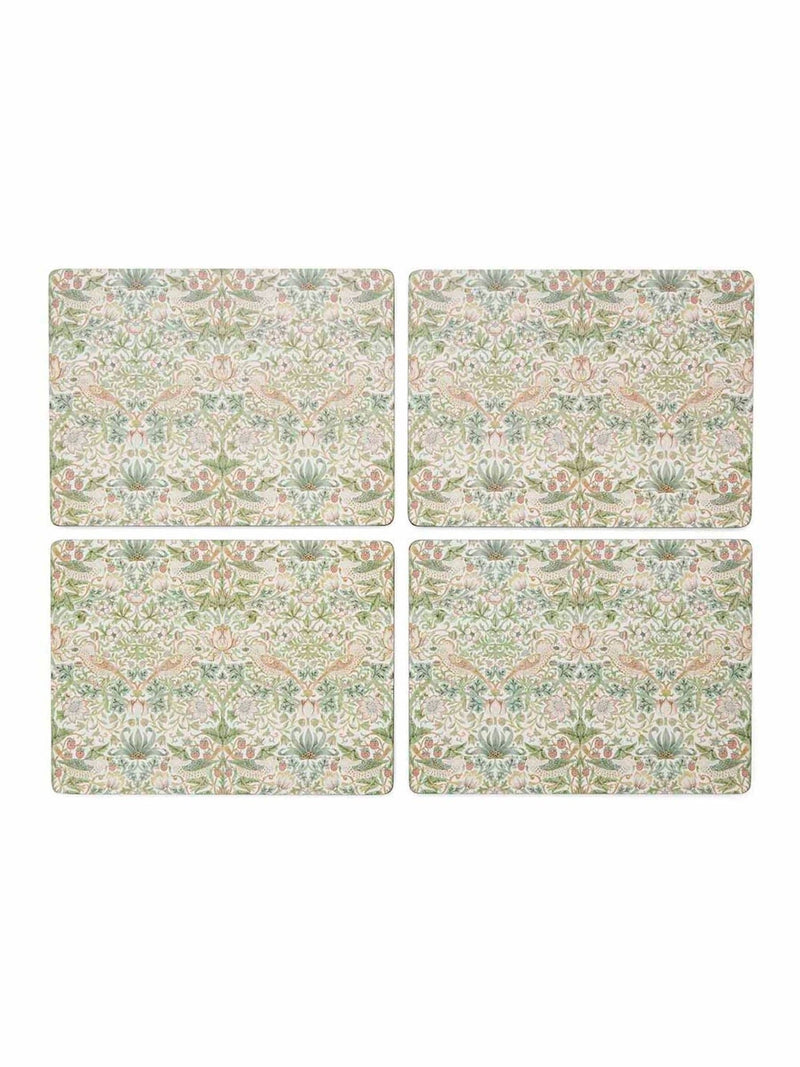 Morris & Co. Green Strawberry Thief placemats set of 4, imported from the UK