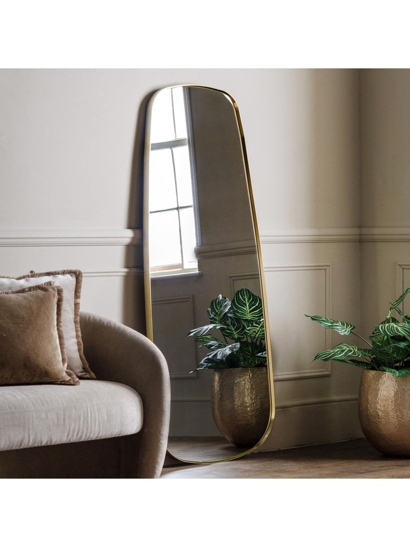 Gallery Home gold axel shaped leaner mirror 70cm x 170cm, UK version