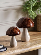Gallery Home Set of 2 Natural Ceramic Mushrooms Decorative Objects