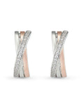 Silver and Rose Gold Plated Cubic Zirconia Hoop Earrings 16mm