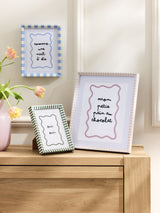 Multi Stripe Pattern Photo Frames Set of 3: Green 6x4, Blue 7x5, Nude 10x8