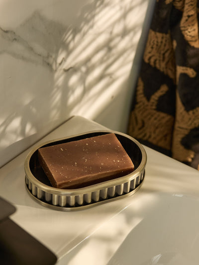 Gold Rib Soap Dish Bathroom Accessory