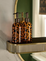 Brown Animal Print Resin Reusable Soap Dispenser Bottles Set of 2
