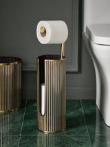 Gold Rib Floor Standing Toilet Roll Holder