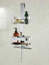 Chrome Shower Caddy with Wiper - Over the Door Storage Organizer
